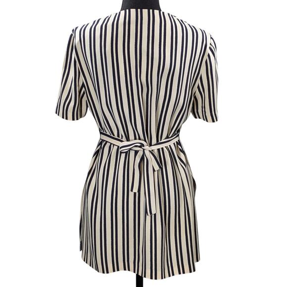 Vintage KC Spencer NY Striped Blouse Sz 6 Short Sleeve Tie Back Side Slit - Picture 3 of 15